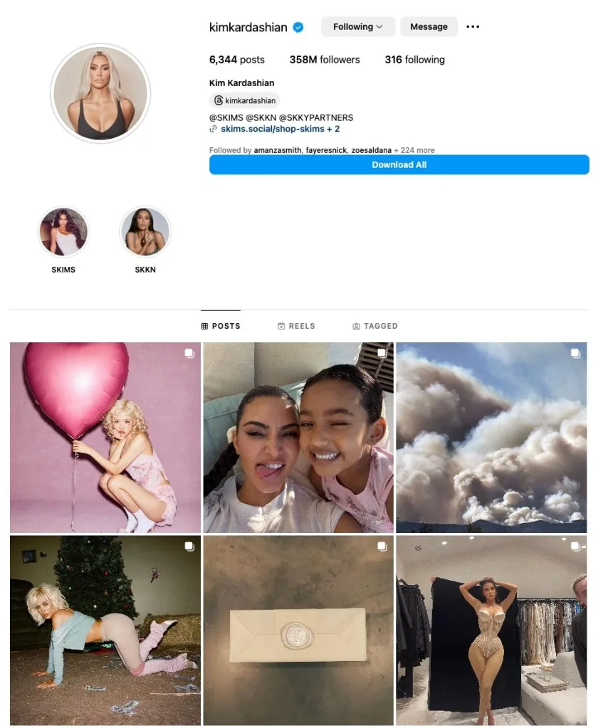 Kim Kardashian Social Media Accounts
